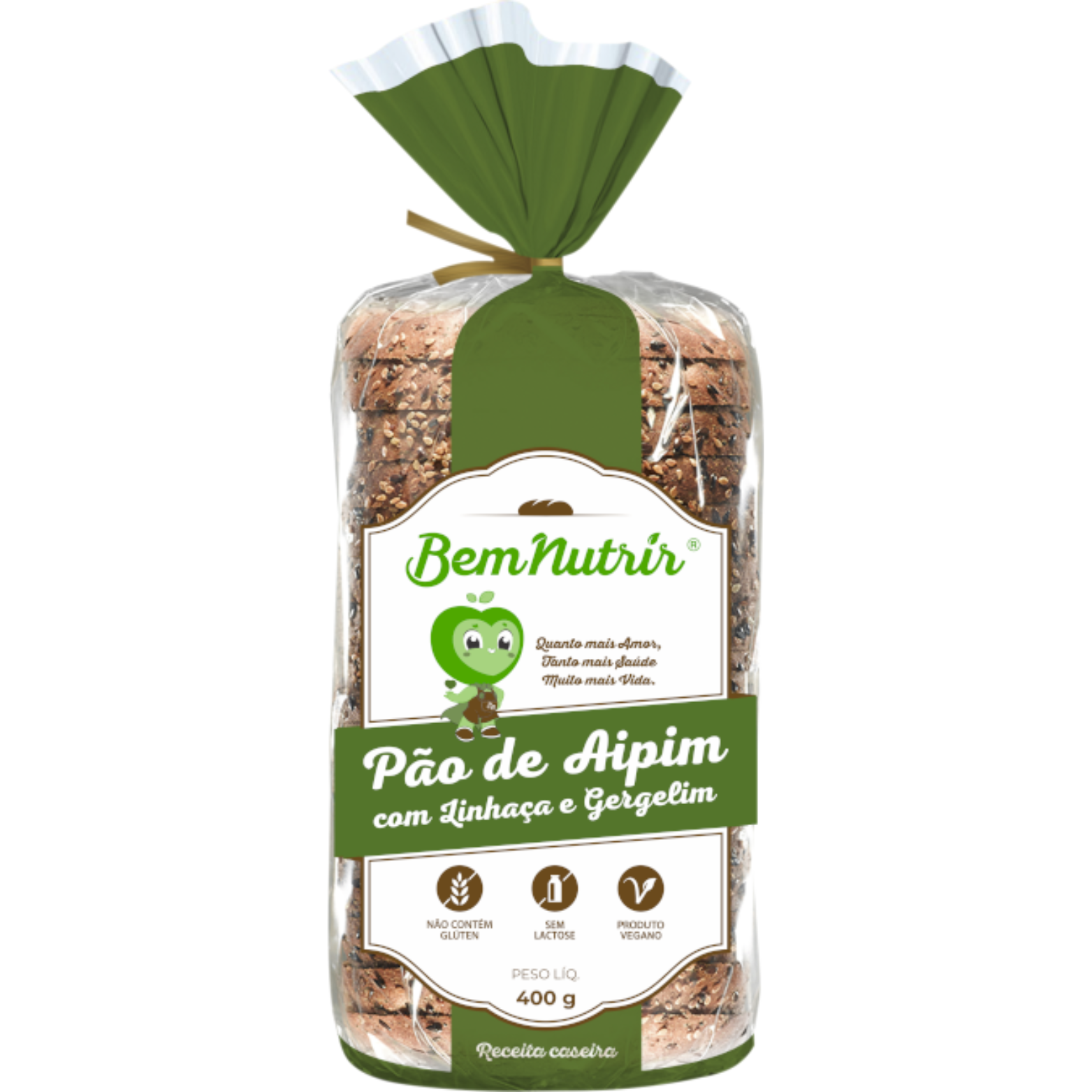 Pão de forma de aipim com linhaça e gergelim