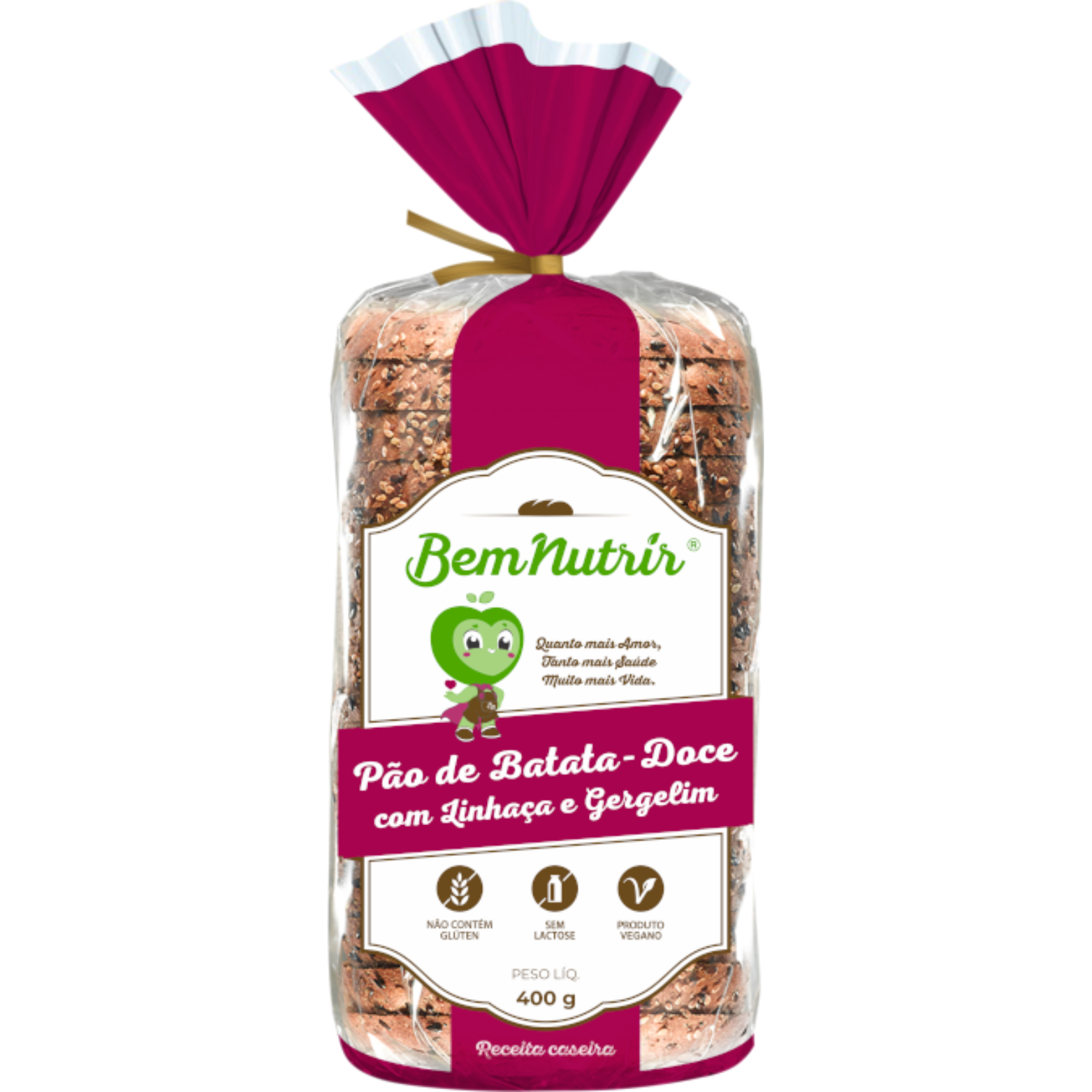 Pão de forma de batata doce com linhaça e gergelim