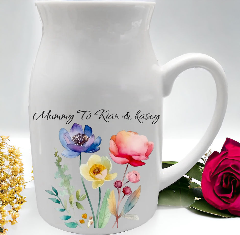 Thumbnail: Milk jug with colourful printed picture. Happy mothersday theme