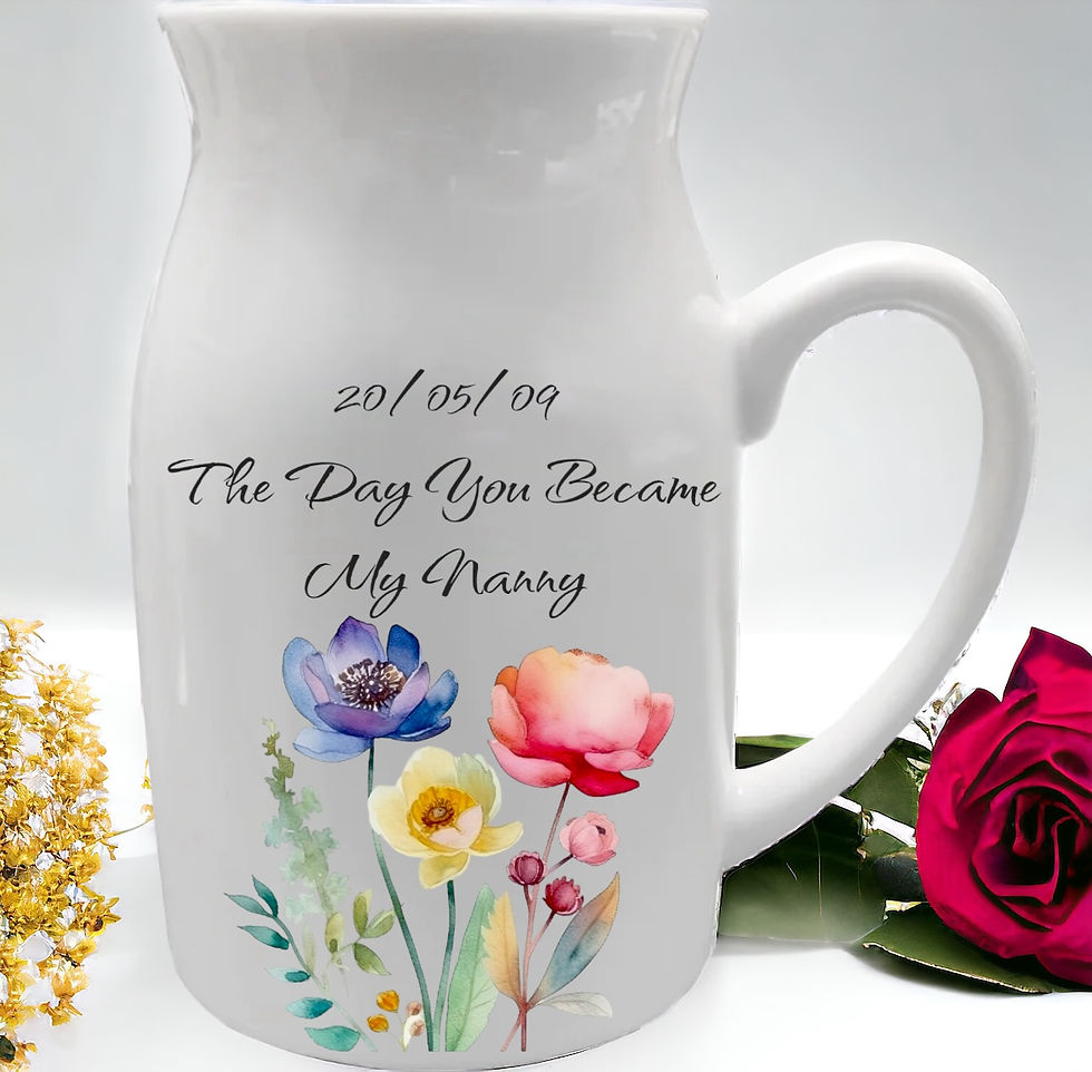 Thumbnail: Milk jug with colourful printed picture. Happy mothersday theme