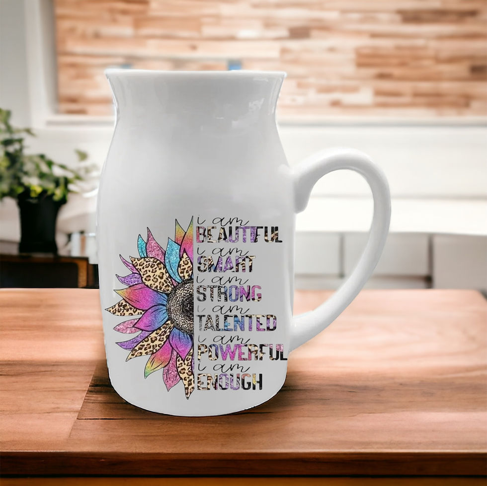 Thumbnail: Milk jug with colourful printed picture. Happy mothersday theme