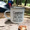 Thumbnail: white enamel mug showing the black printed quote. Camping: where you spend a small fortune to live like a homeless person