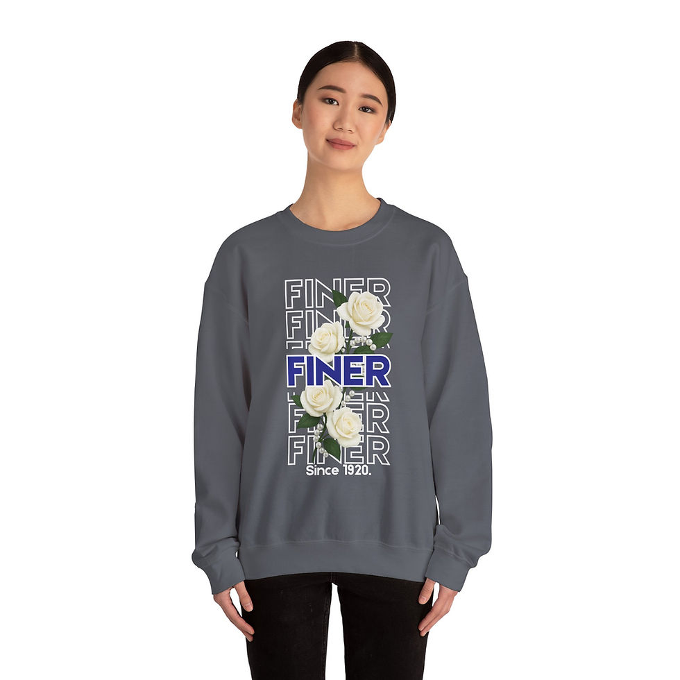 Thumbnail: Finer Floral Crewneck Sweatshirt | Zeta Finer Crewneck | White Rose Graphic 