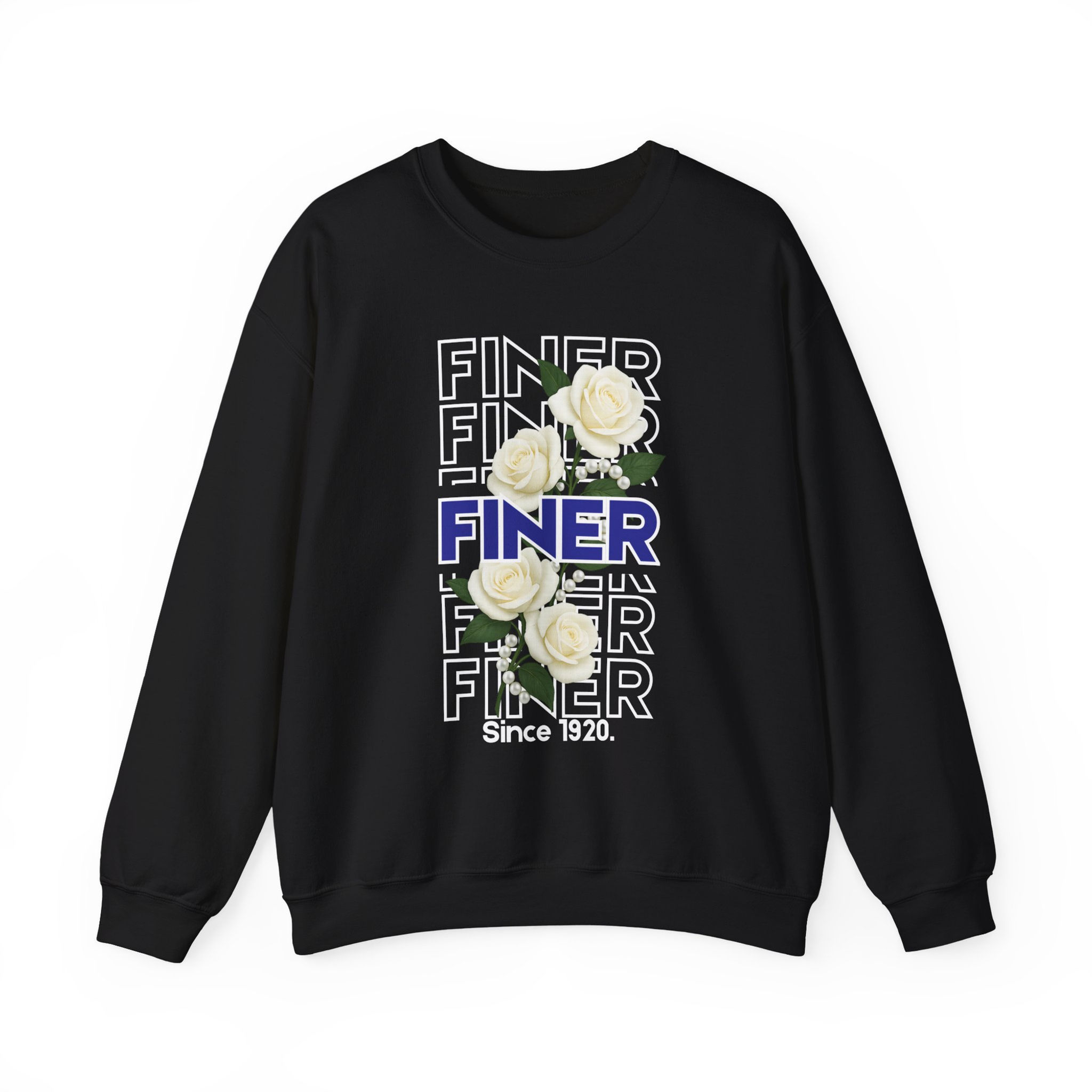 Finer Floral Crewneck Sweatshirt | Zeta Finer Crewneck | White Rose Graphic
