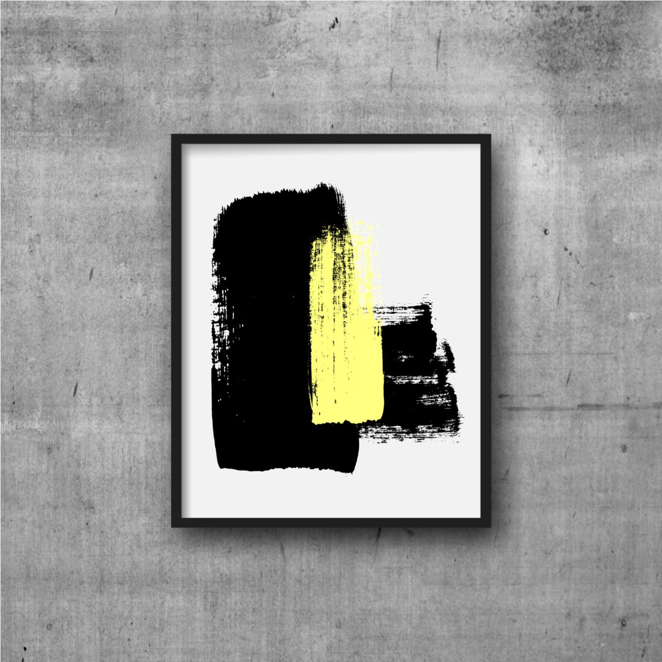 Black and Yellow Contemporary Abstract Art, Modern Print