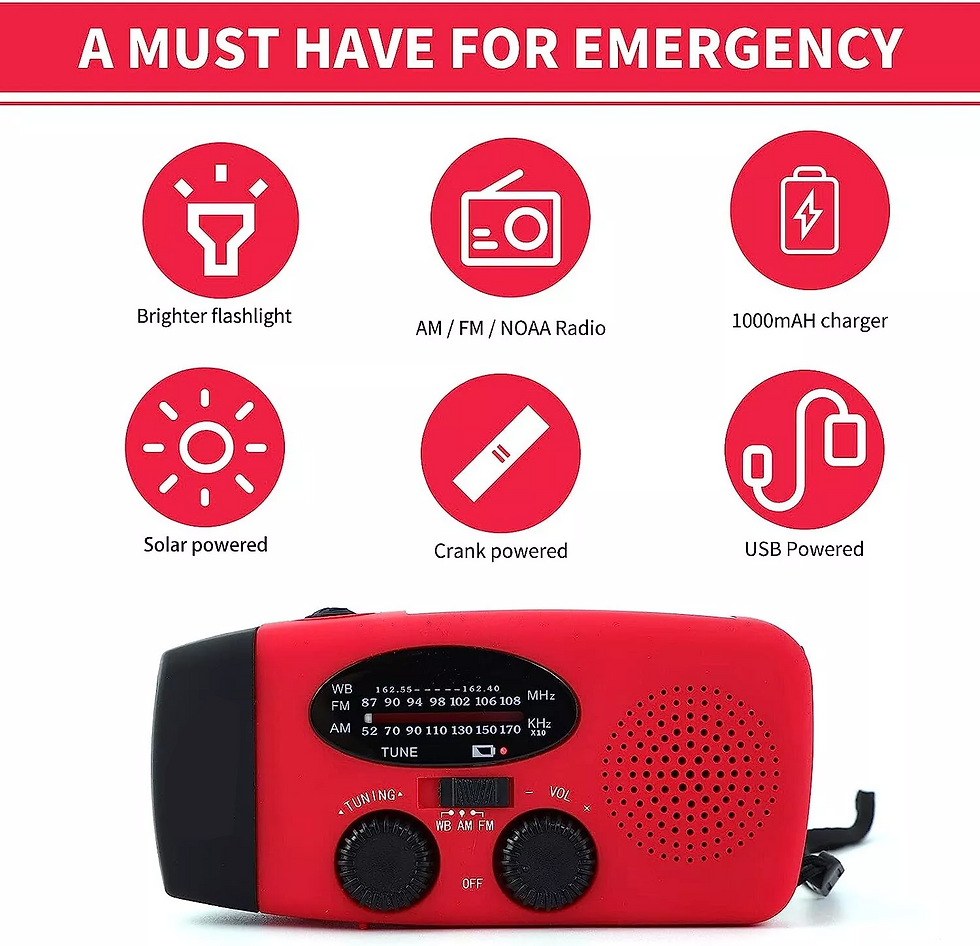 Miniatura: Emergency  Radio Crank Solar Hand Weather 1000mAh Power Bank Charger Flash Light