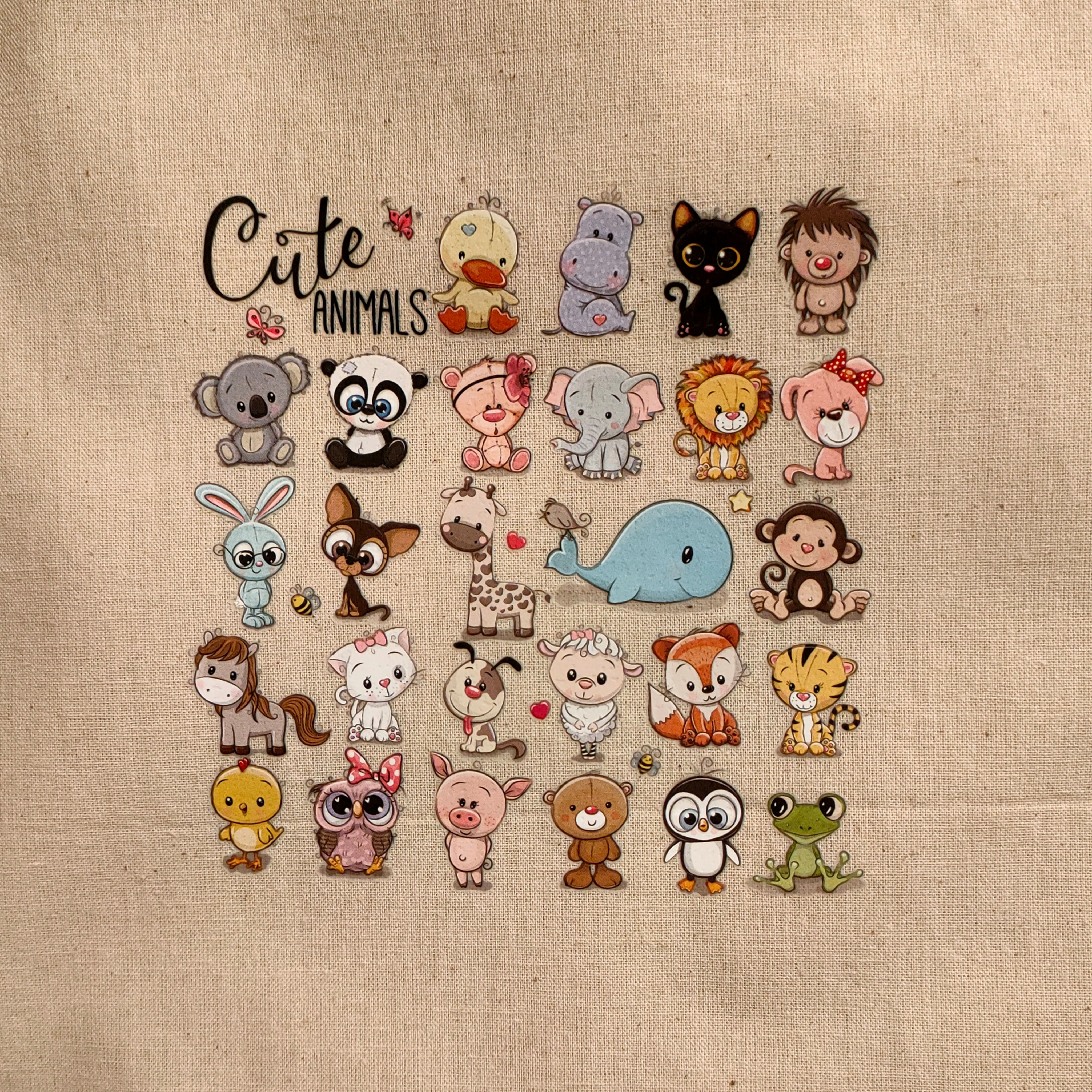 Cute Cartoon Animals Design 4, 100% Recycled Tote Bag