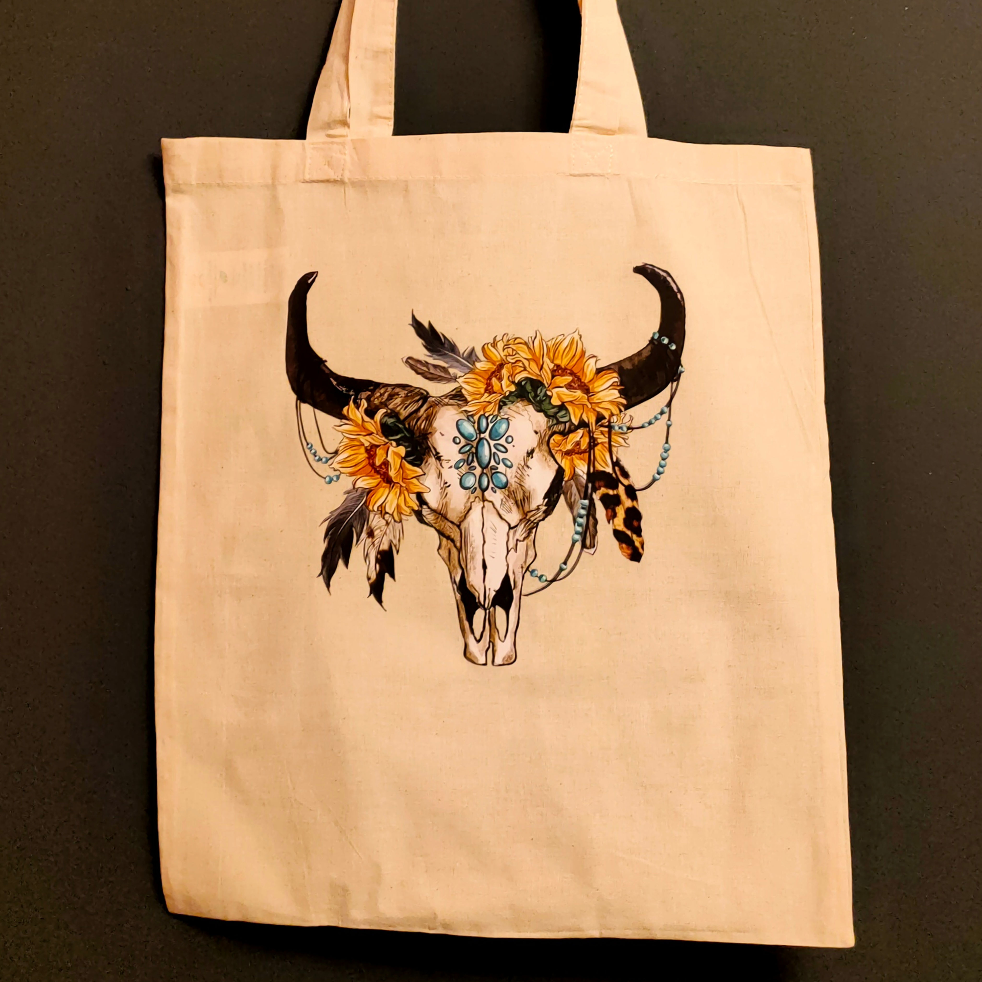 Floral Rams Skull Alternative Design 100% Recycled Cotton Eco-Friendly Tote Bag