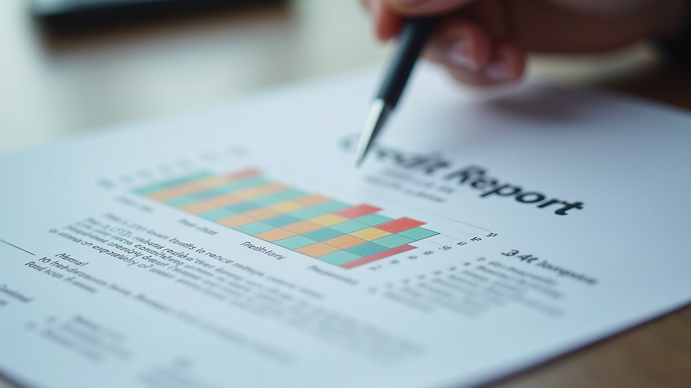 Close-up view of a credit score report with highlighted sections