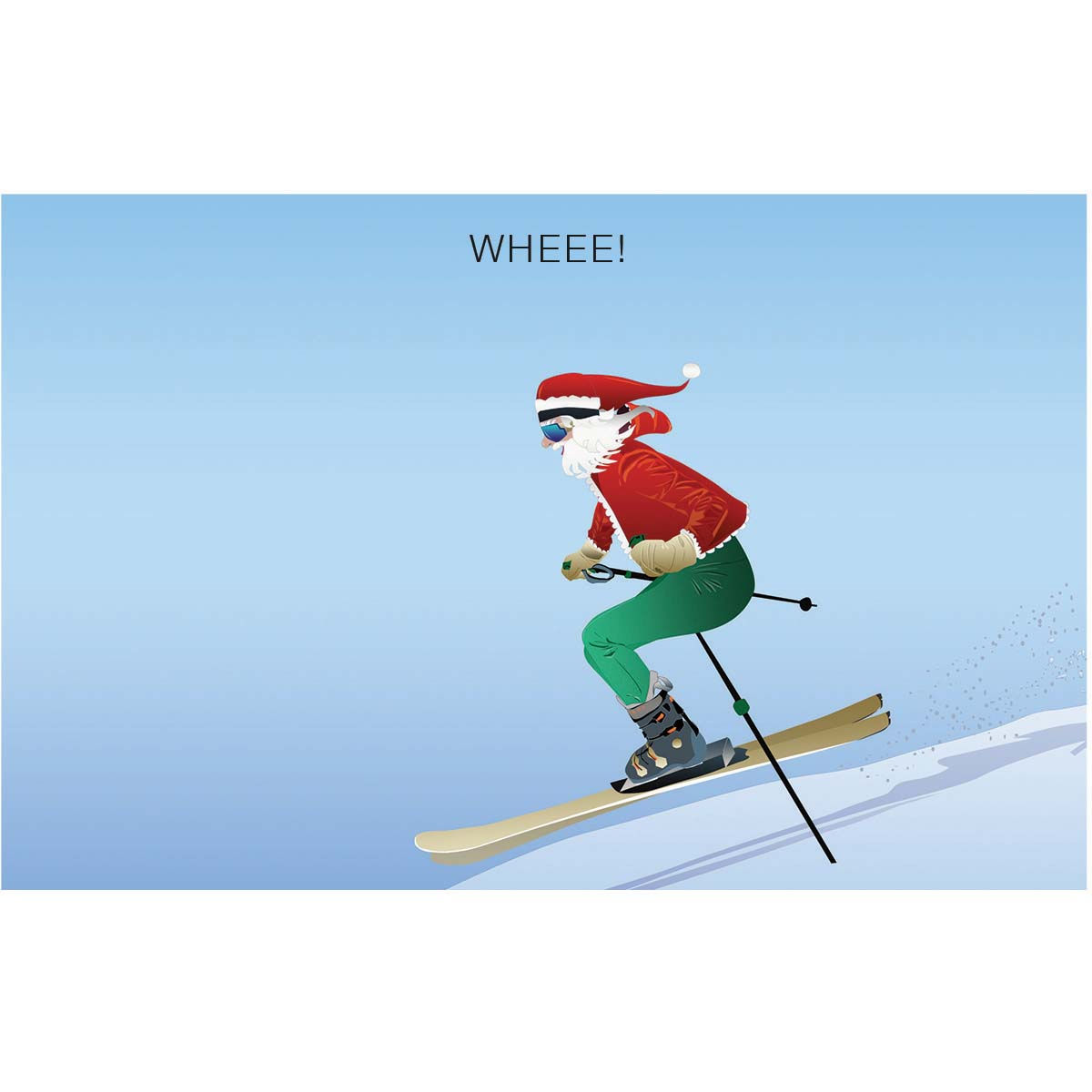 Santa Skiing (Single Card)