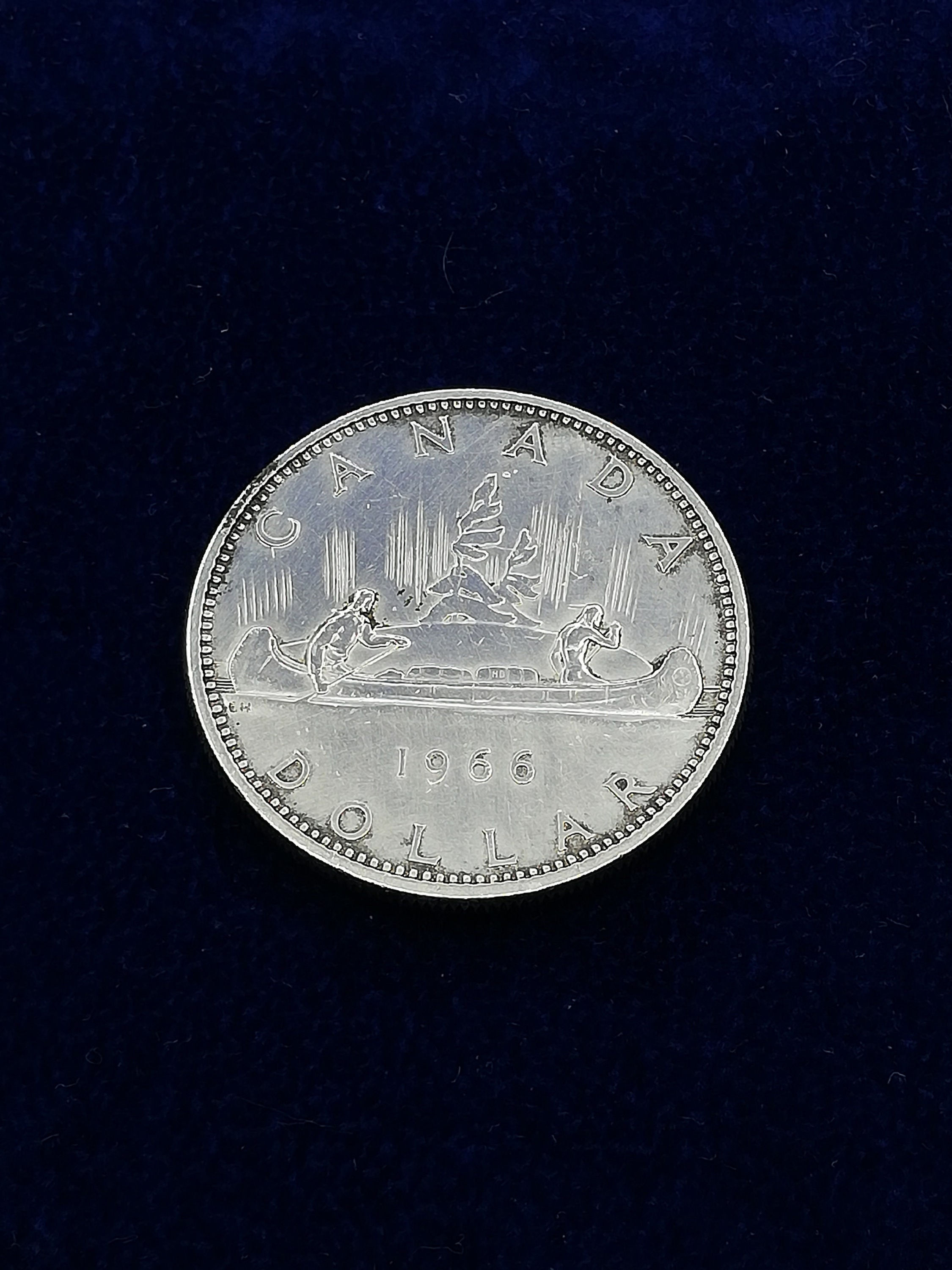 1966 Queen Elizabeth II Canadian/Canada Silver Dollar - Canoe