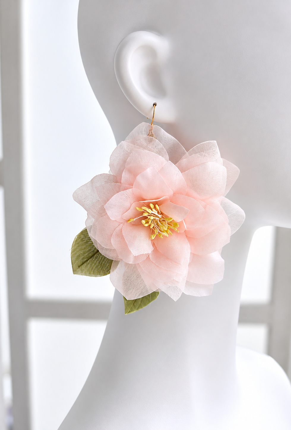 Thumbnail: boucles d'oreilles fleurs rose