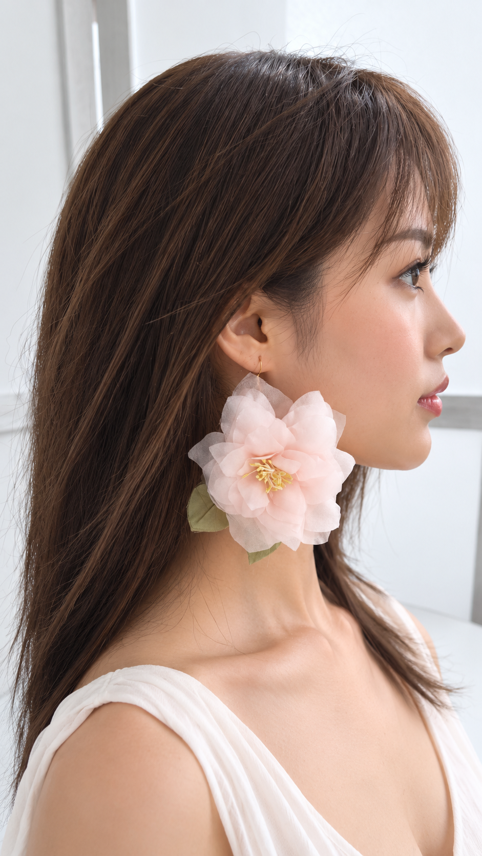 boucles d'oreilles fleurs rose
