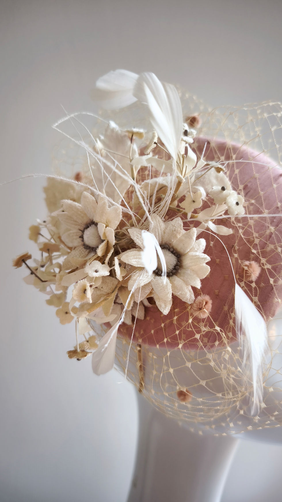 Miniature : Bibi mariage rose fleurs voilette
