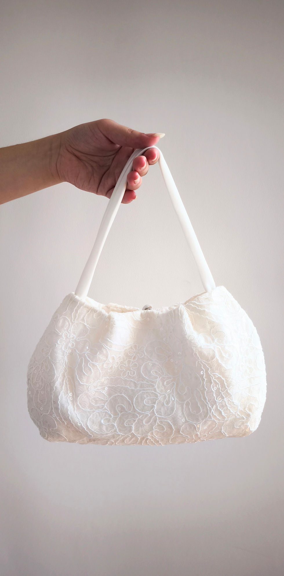 Sac mariage ivoire dentelle paillette