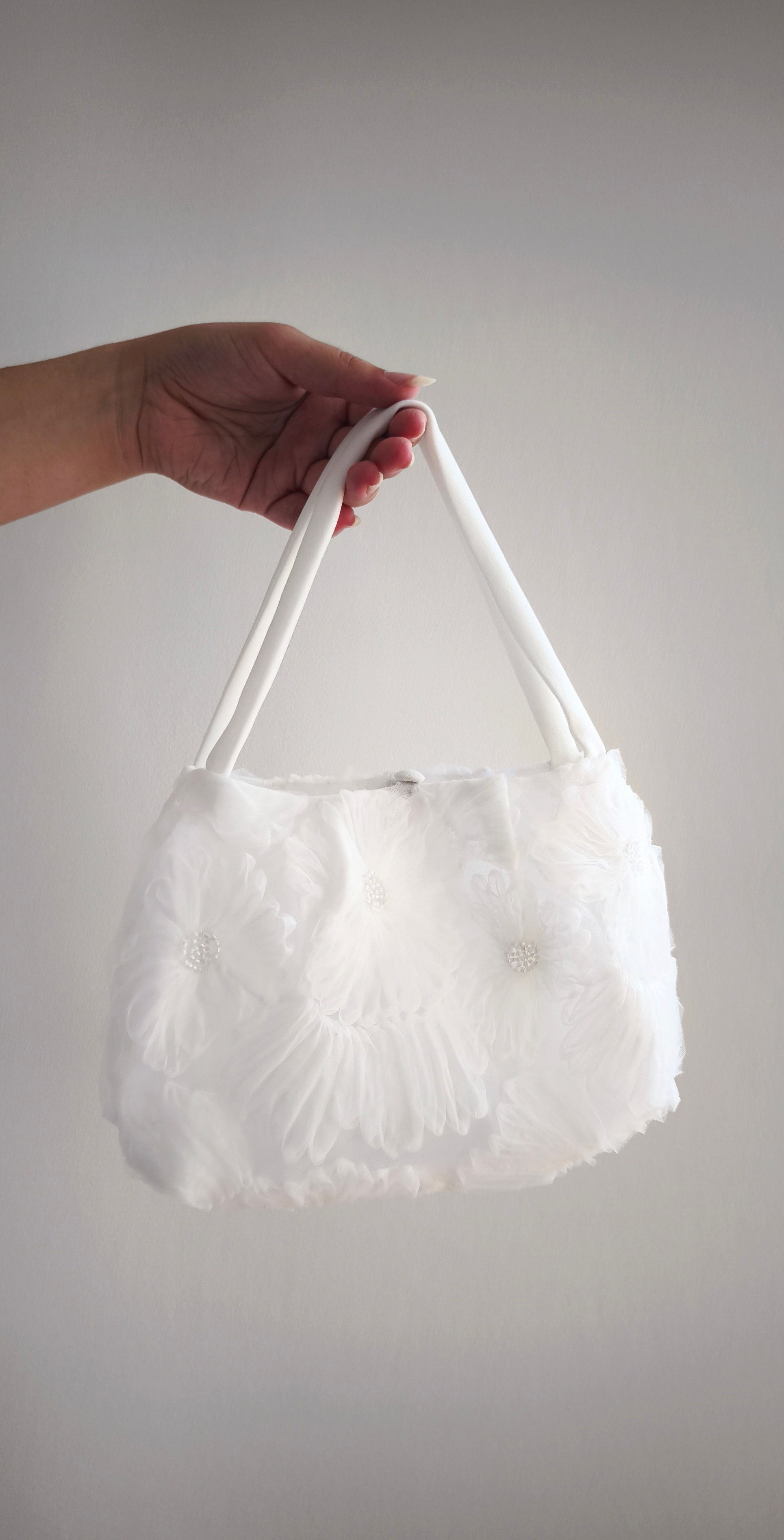 Sac mariage dentelle fleurs ivoire
