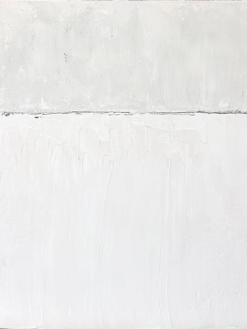 neutral original art, soft white and beige with horizon line in charcoal grey