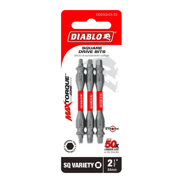Thumbnail: Diablo 2-1/2 inch Double-Ended Phillips, Square & Torx Drive Bit Assorted Pack
