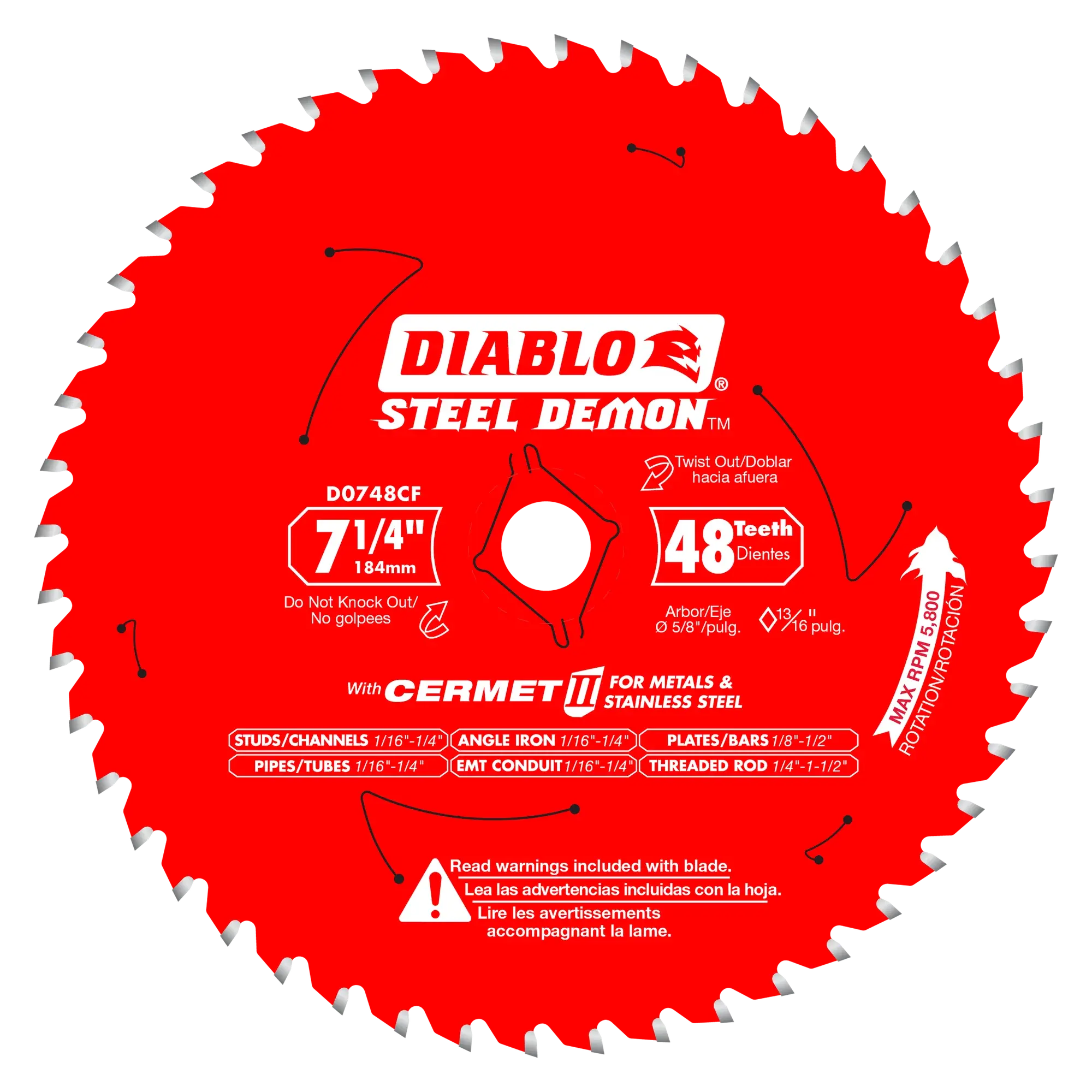Diablo 7-1/4 inch x 48 Tooth Cermet Metal & Stainless Steel Cutting Saw Blade