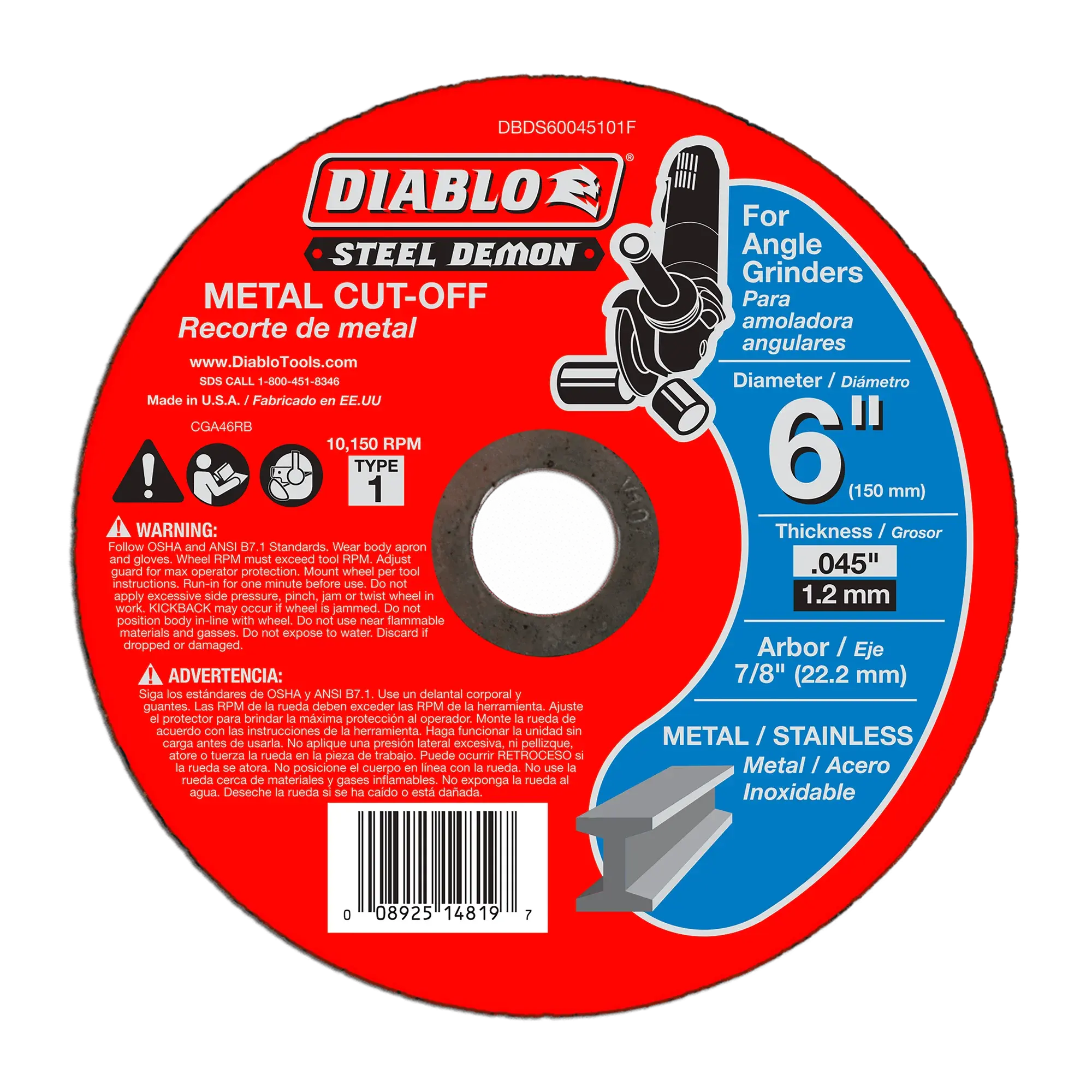 Diablo 6 inch Steel Demon Type 1 Metal Cut-Off Disc