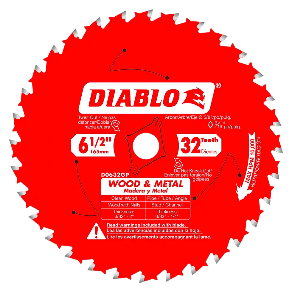 Diablo 6-1/2 inch x 32 Tooth Wood and Metal Carbide Saw Blade