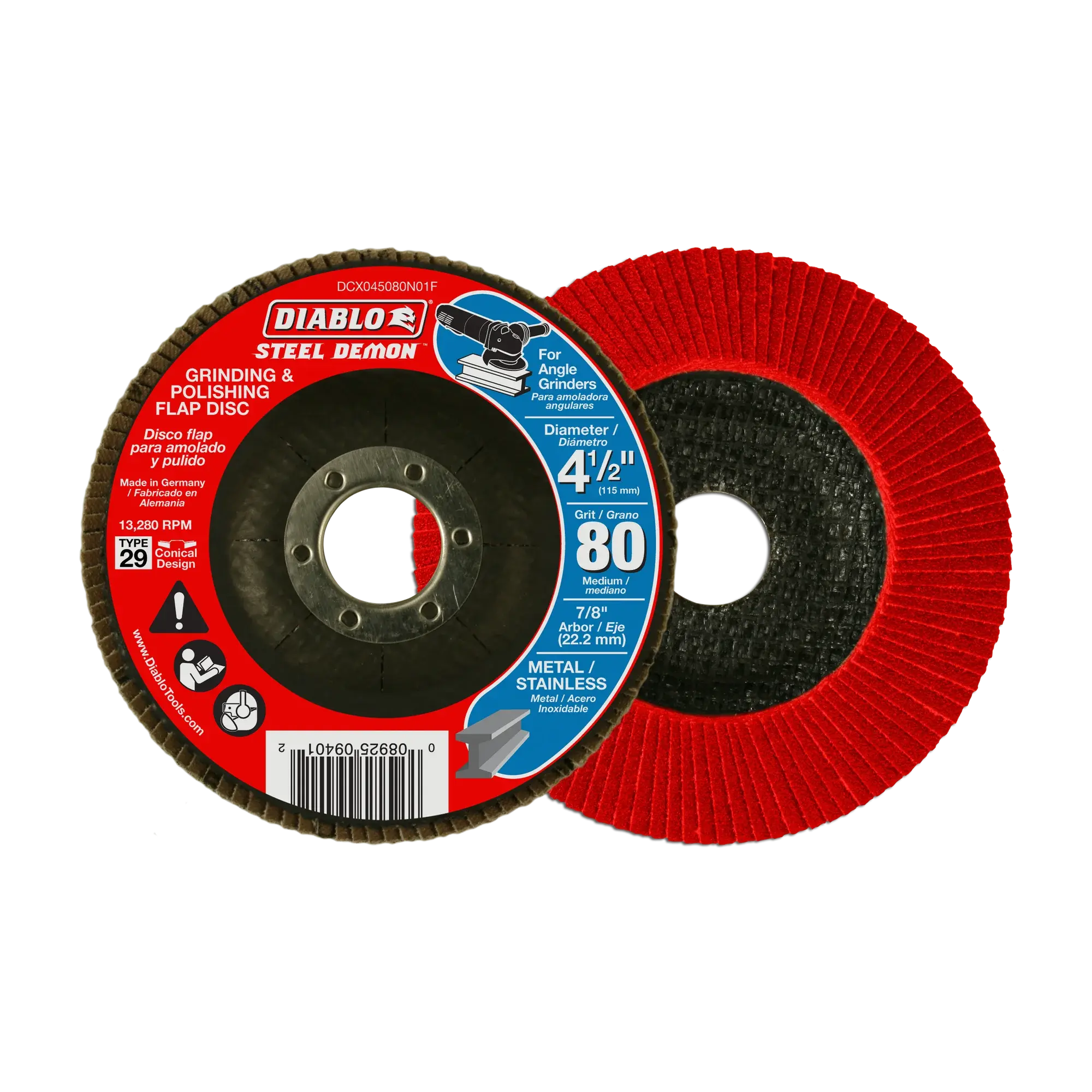 Diablo 4-1/2 inch Steel Demon Flap Disc, 80 Grit - Type 29
