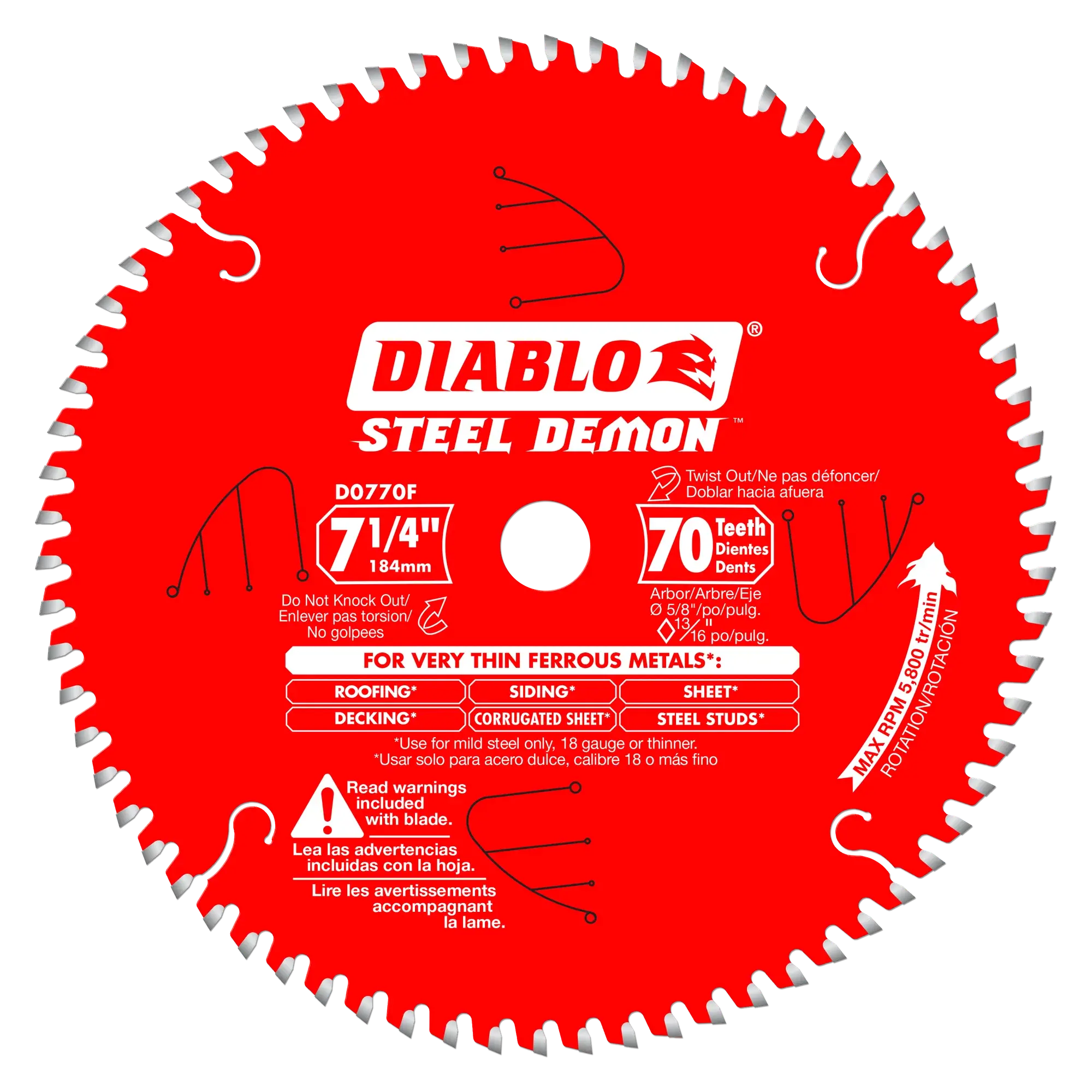 Diablo 7-1/4 inch x 70 Tooth Metal Cutting Saw Blade