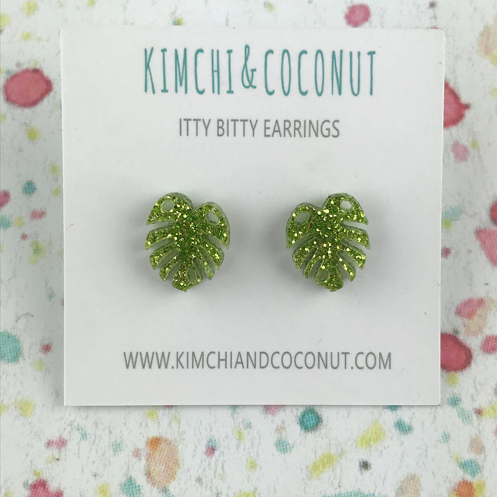 Green Monstera Leaf  Earrings