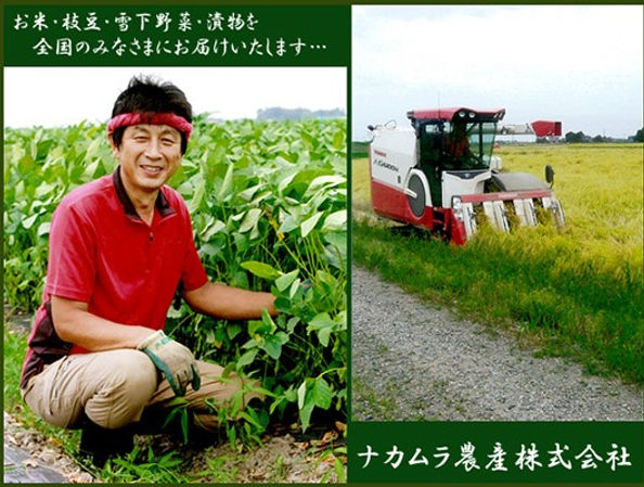 農作業中の男性と稲刈り機械