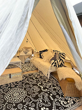 black & white styled bell tent