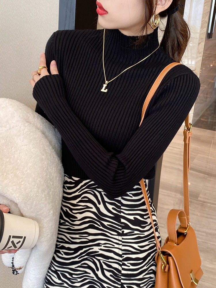 Thumbnail: Elegant Solid Basic Knitted Tops Women Turtlneck Sweater Long Sleeve Casual Slim