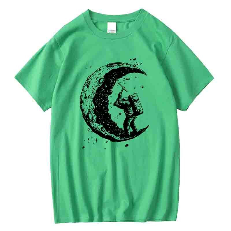 Thumbnail: Men's High Quality 100% Cotton Moon Print Casual Summer Cool Short Sleeve Men Ts