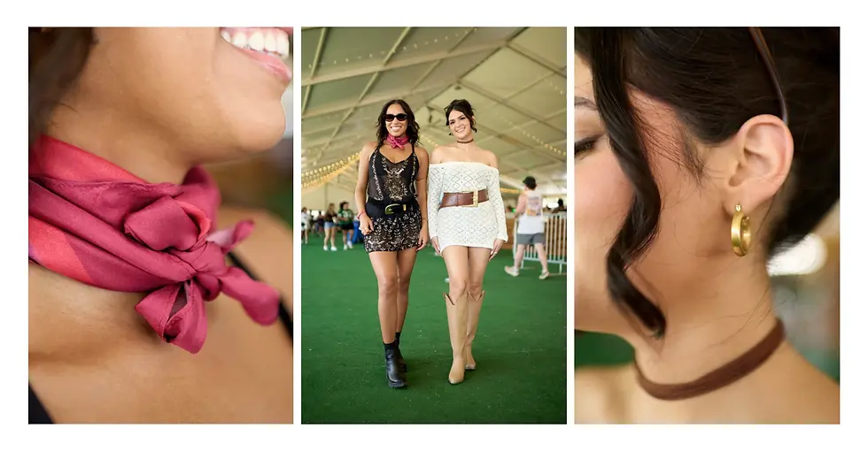 Karen Hernandez and Emily Bazaldia pose for a portrait at the ACL Festival. Shunya Carroll / KUT News