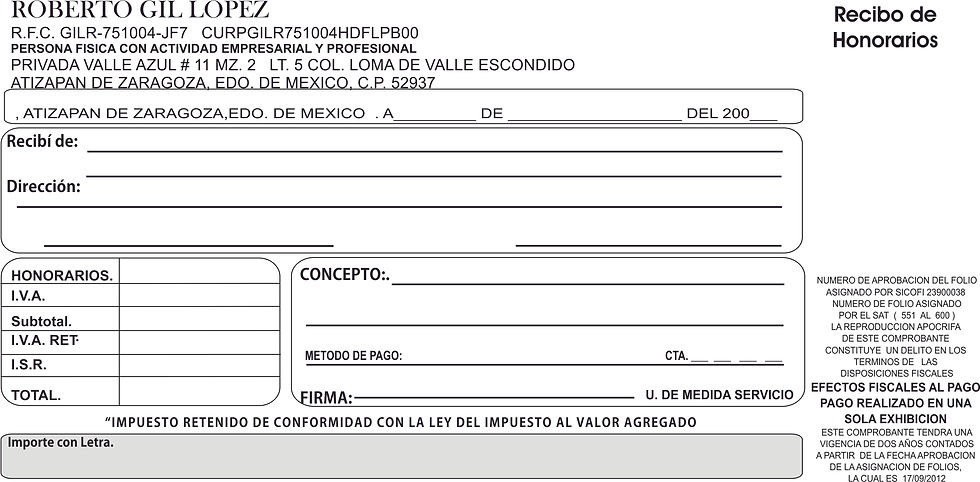 Recibo de Honorarios