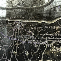 Faded black and white vintage map of Thames Gravesend area