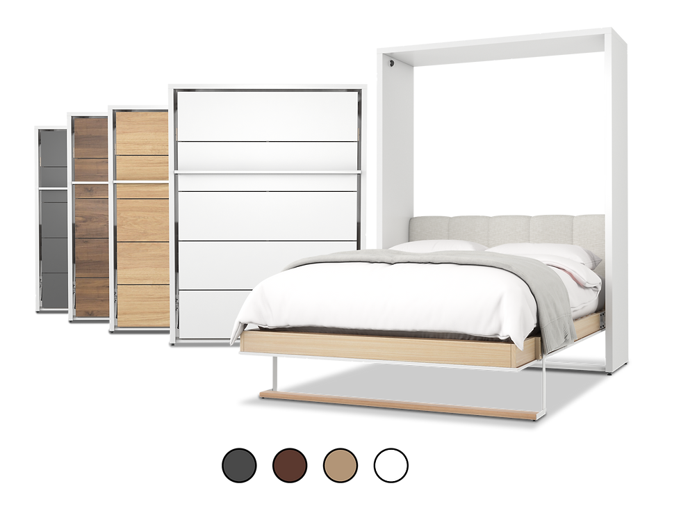 Cama abatible matrimonial vertical, colores, diseño premium de GOW PLUS.