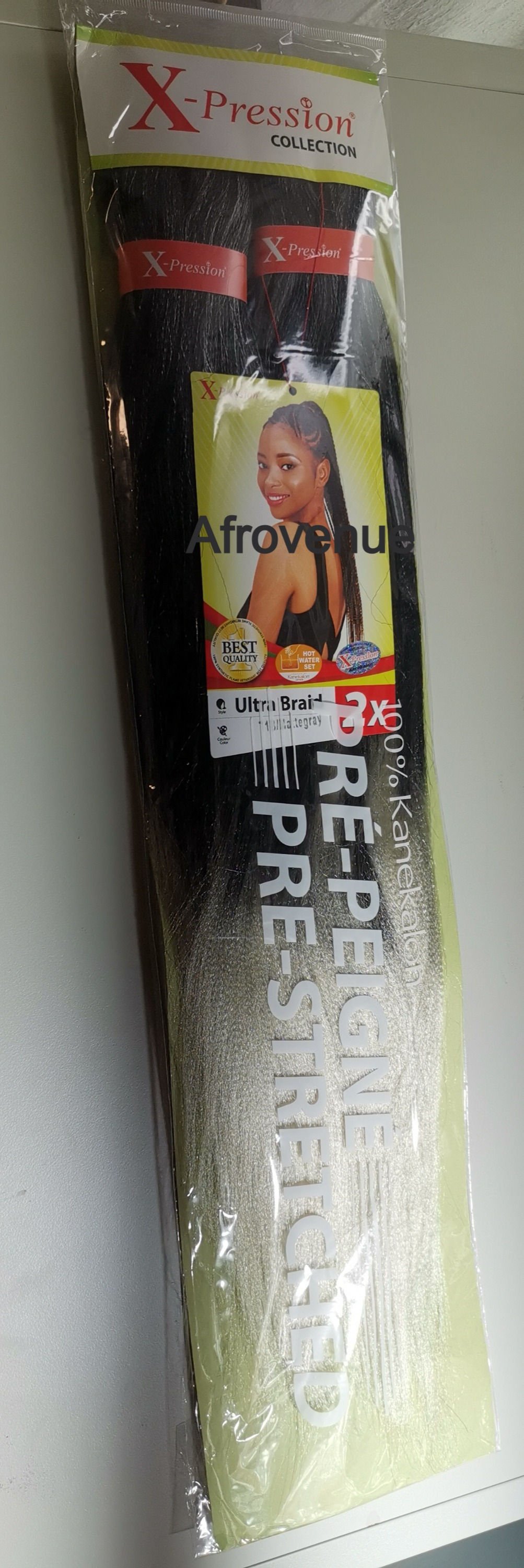 Pre-Streched X Pression Braid Zöpfe Farbe T1B/Mattegray