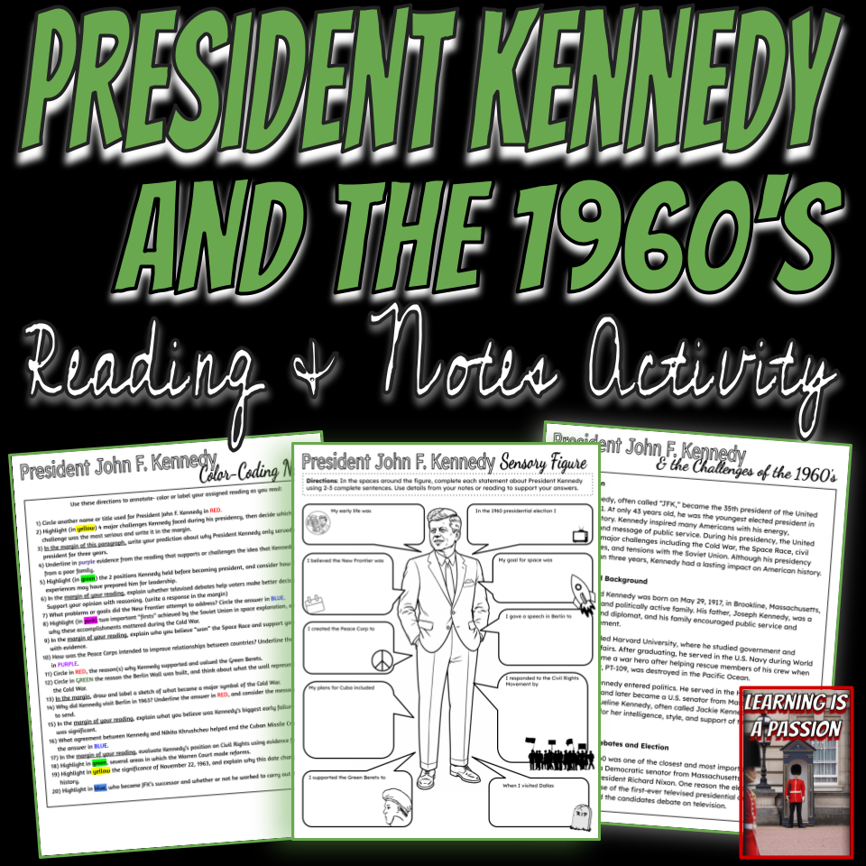 President Kennedy | JFK | Cold War Reading Activity | APUSH Review | 1960's