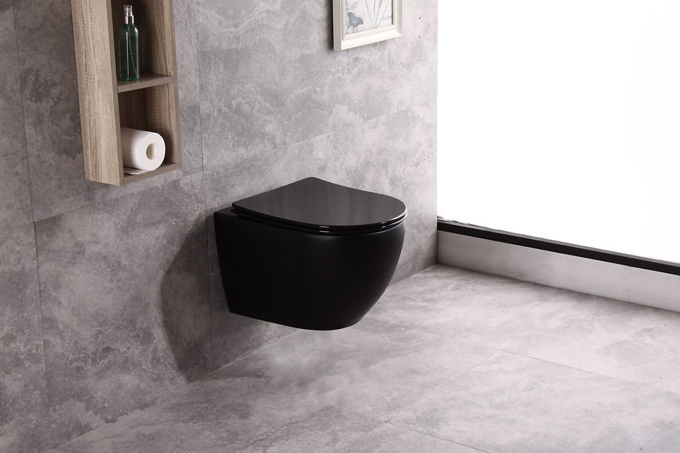 Thumbnail: Nibru rimmfree wandcloset inclusief softclose zitting 49 cm. mat zwart