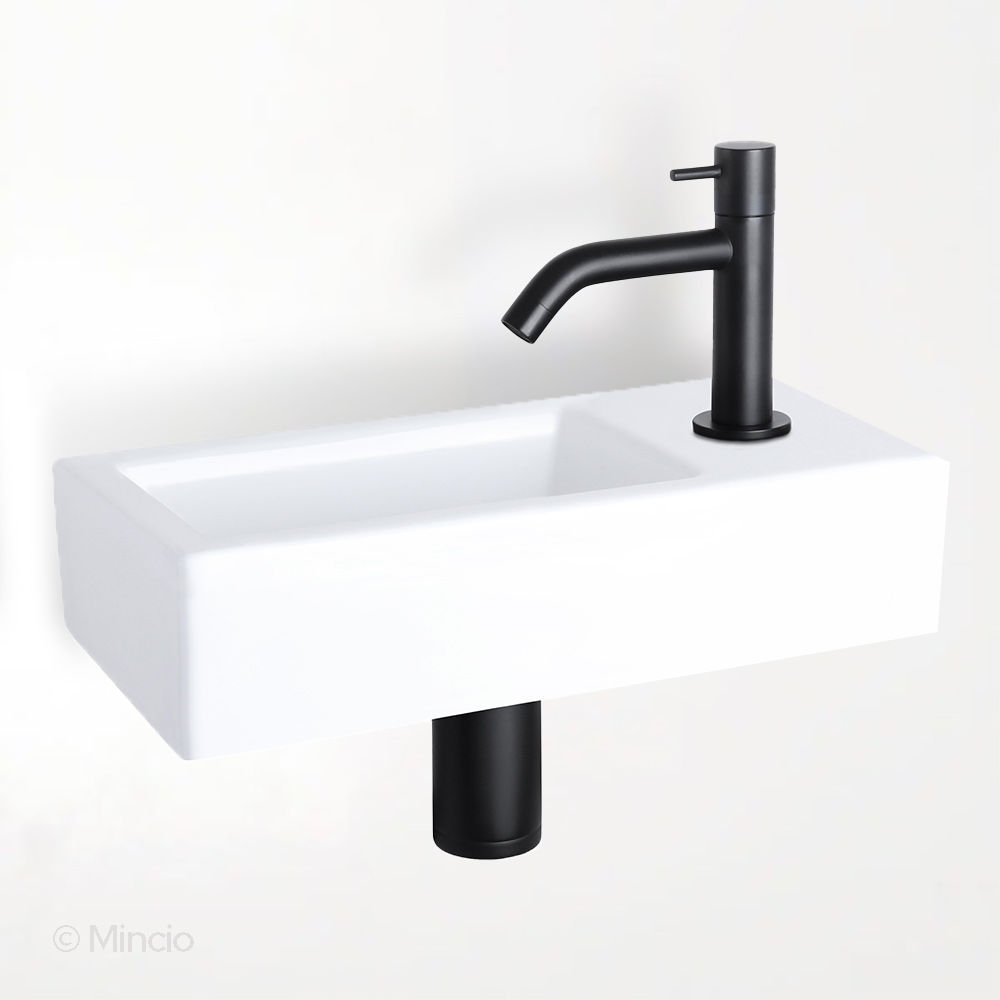 Fonteinset keramiek - fonteinkraan mat zwart - 38.5 x 18.5 x 9 cm