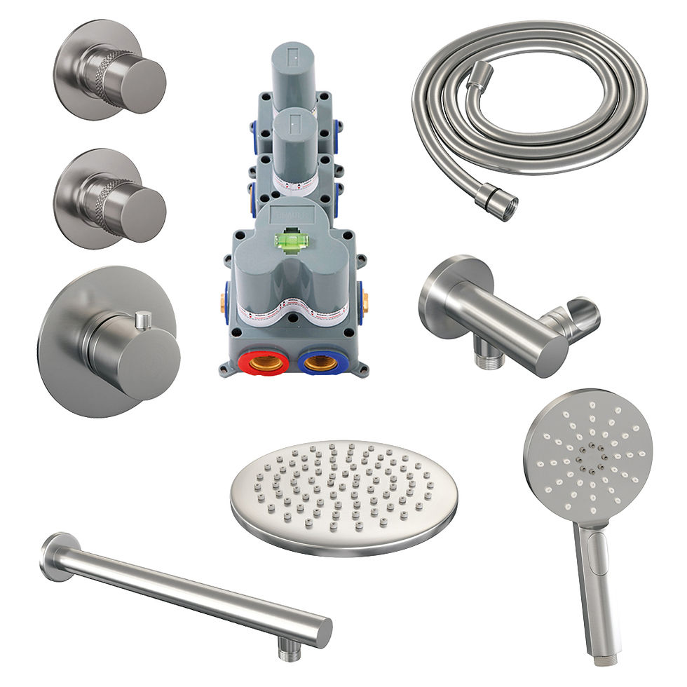 Thumbnail: Brauer Inbouwset 5 Thermostatische Regendouche Ø200 Brushed Edition