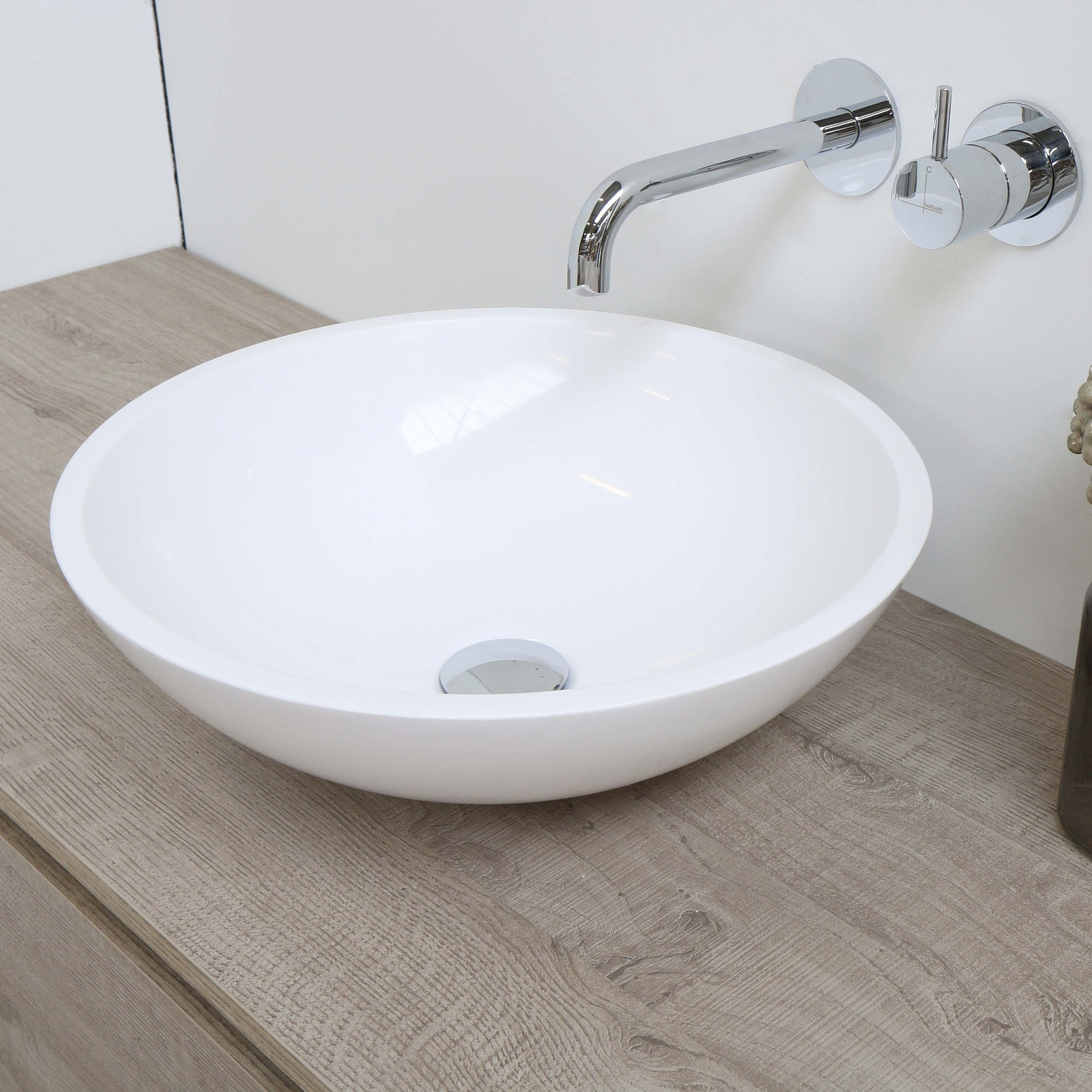 INK Tekno Opbouw waskom Porselein Glans wit 15x42 cm.