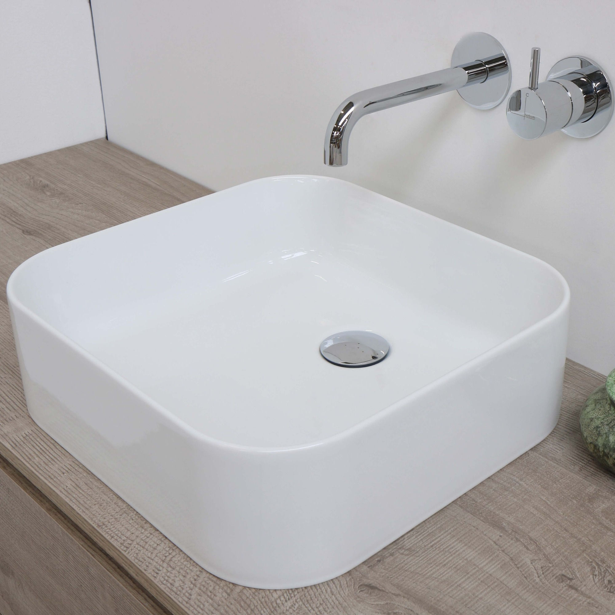 INK Yale Opbouw waskom PorseIein porselein vierkant Glans wit 12x39x37 cm.