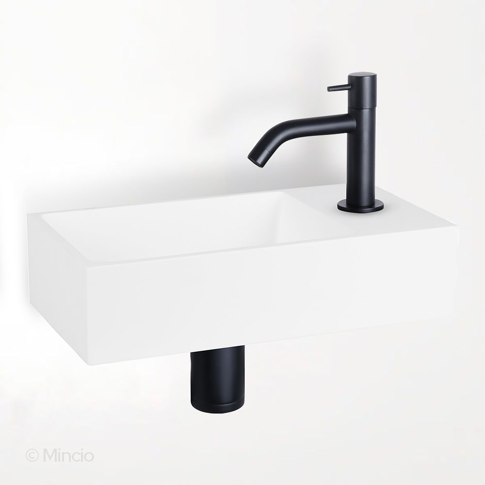 Fonteinset solid surface - fonteinkraan mat zwart 36 x 18.5 x 9 cm