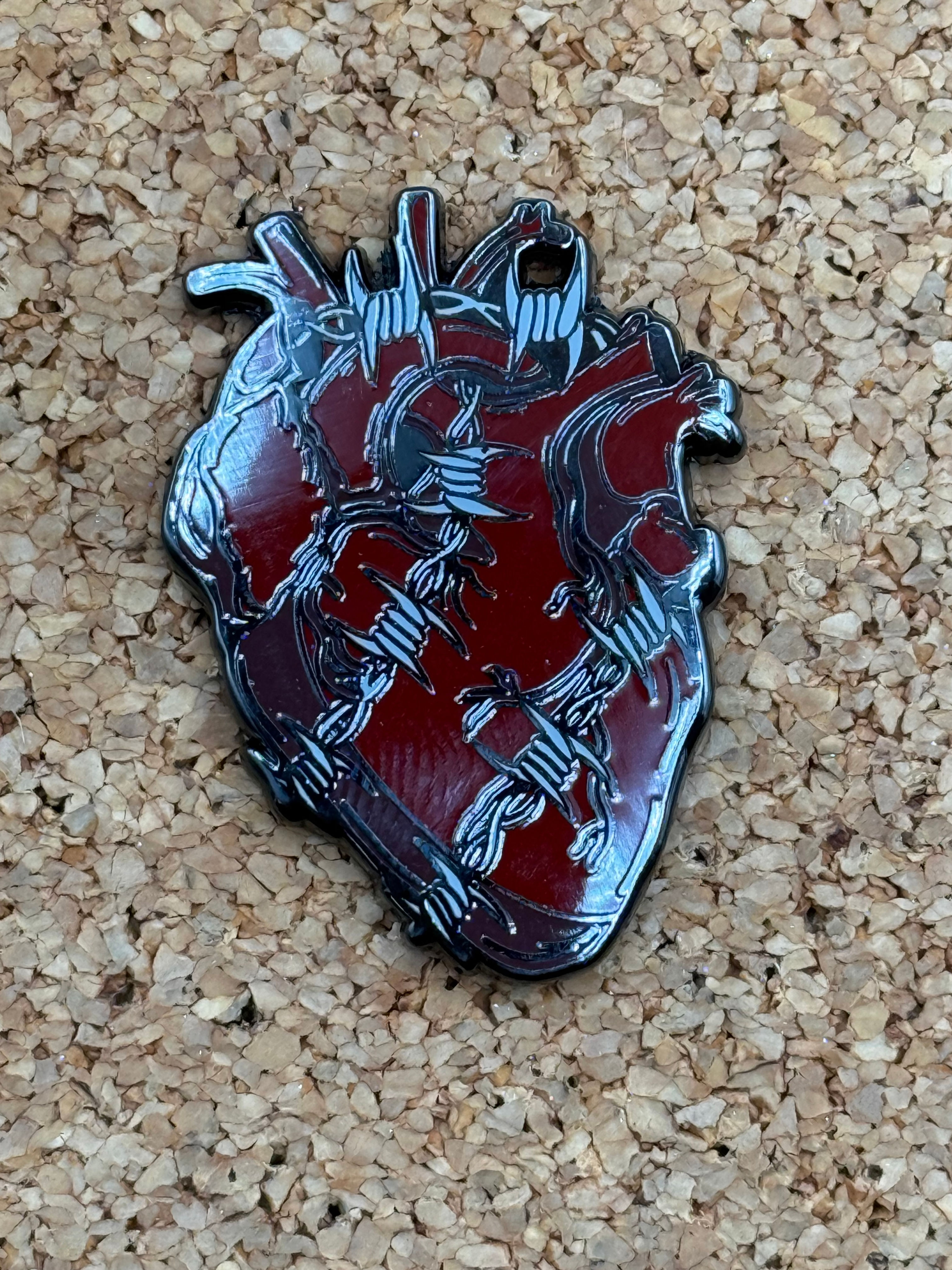 Barbed wire heart pin