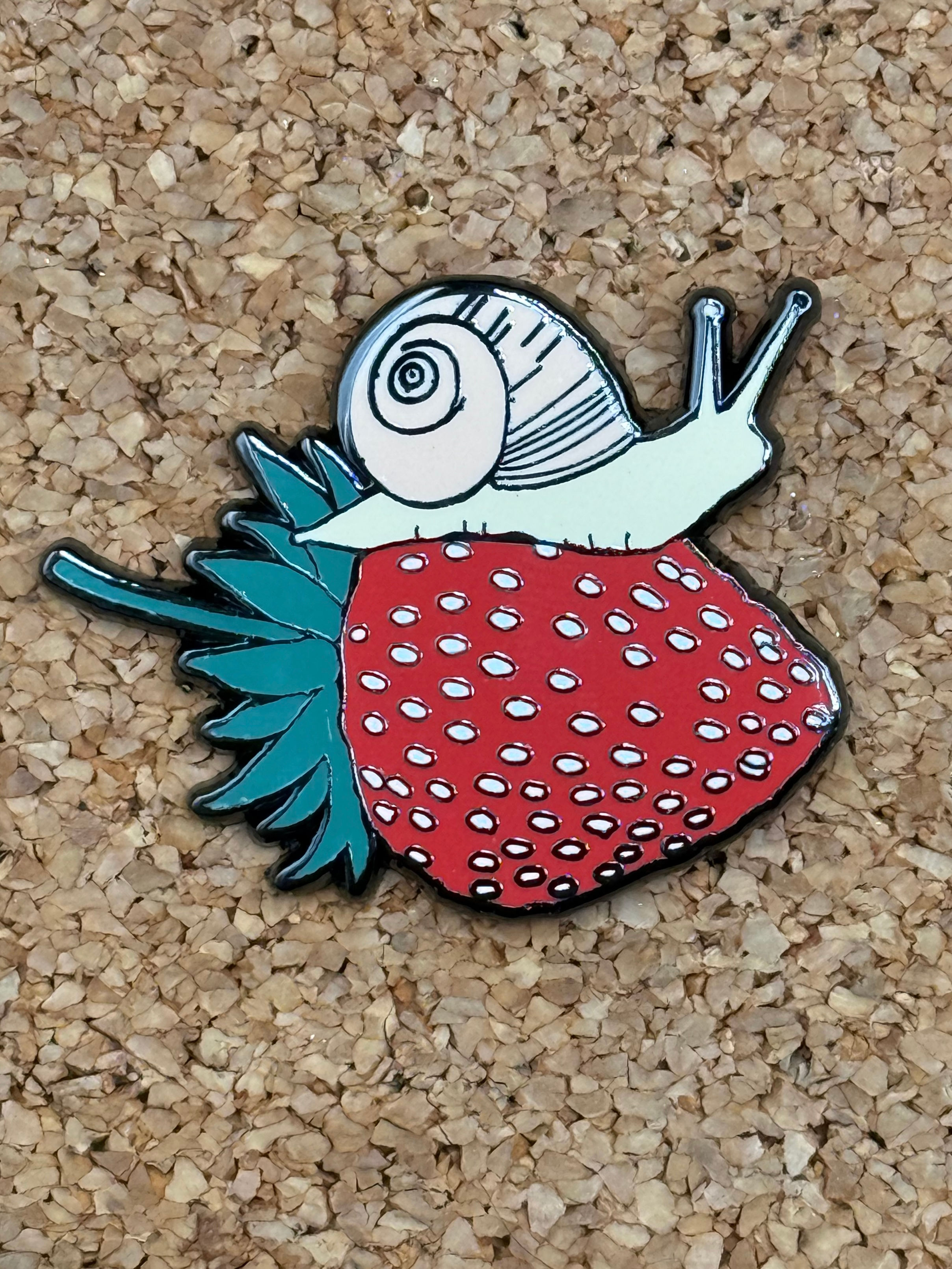 Strawberry snail pin 