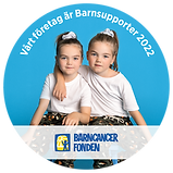 Barncancerfondens logotype som visar vårt stöd