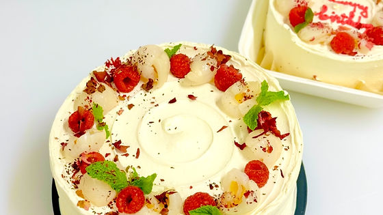 Raspberry lychee cake