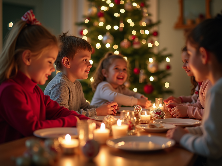 children christmas table realistic faces joy.png