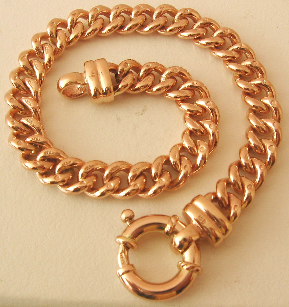 Thumbnail: Genuine SOLID 9K 9ct ROSE GOLD Curb Bracelet with Bolt Ring Clasp 19 cm